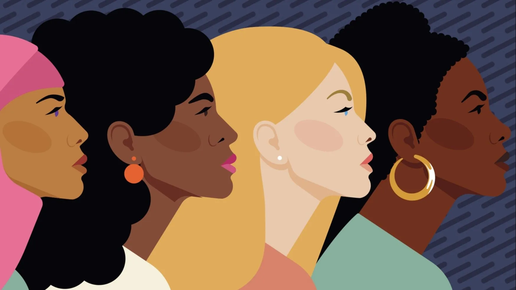Ilustração de quatro mulheres de perfil